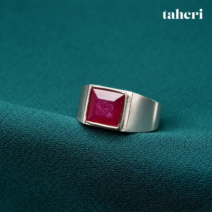 Square Ruby Gents Ring by TAHERI
