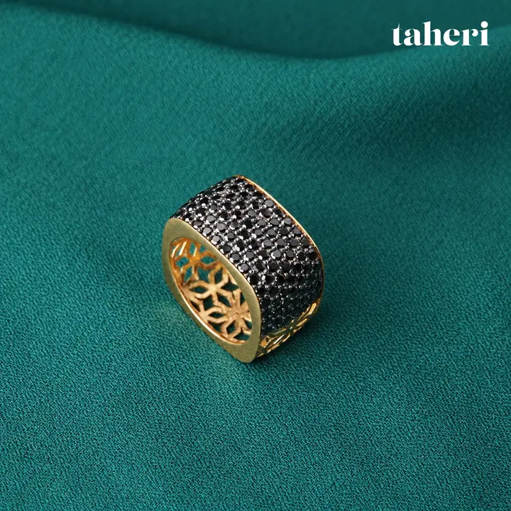 Black Pavé Square Band Ring by TAHERI, view 2