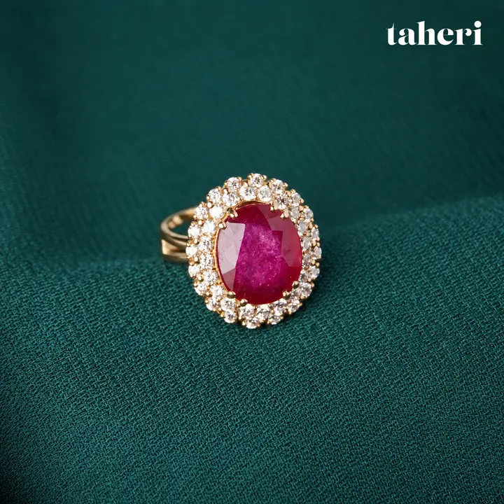 Oval Ruby Halo Ring by TAHERI