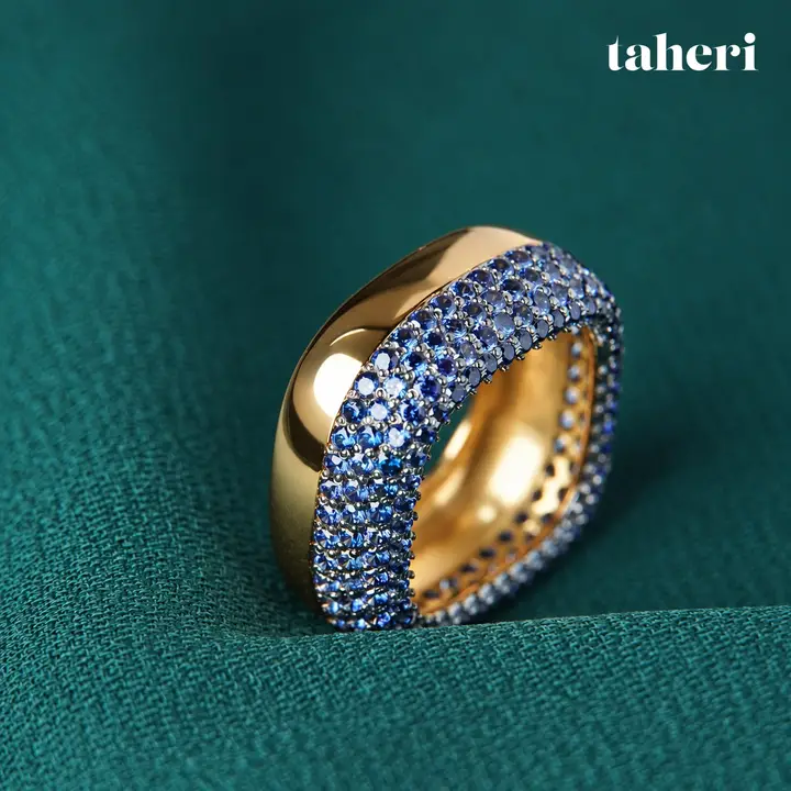 Blue Pavé Half-and-Half Band Ring by TAHERI, view 5