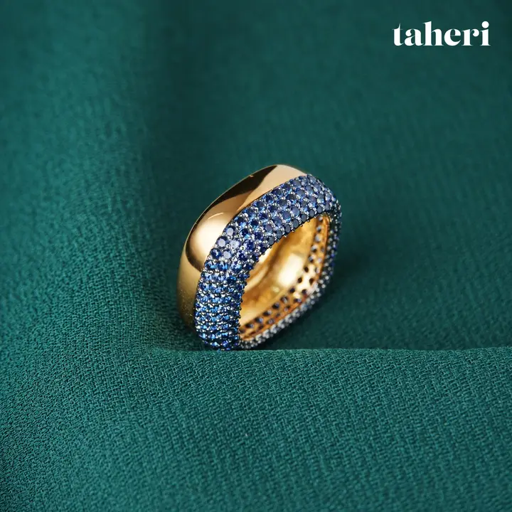 Blue Pavé Half-and-Half Band Ring by TAHERI, view 6