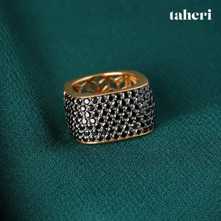 Black Pavé Square Band Ring by TAHERI