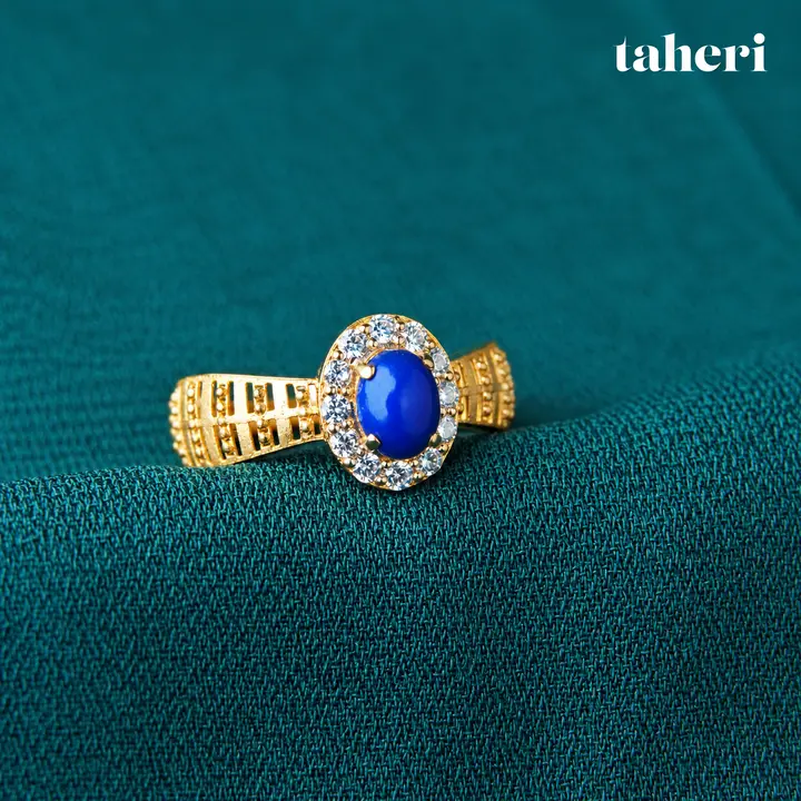 Lapis Oval Halo Ring by TAHERI