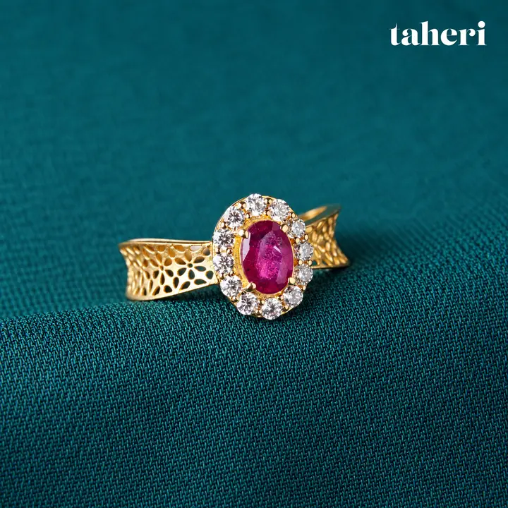 Ruby Oval Halo Mesh Ring III by TAHERI