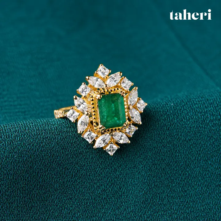 Emerald Starburst Cocktail Ring by TAHERI