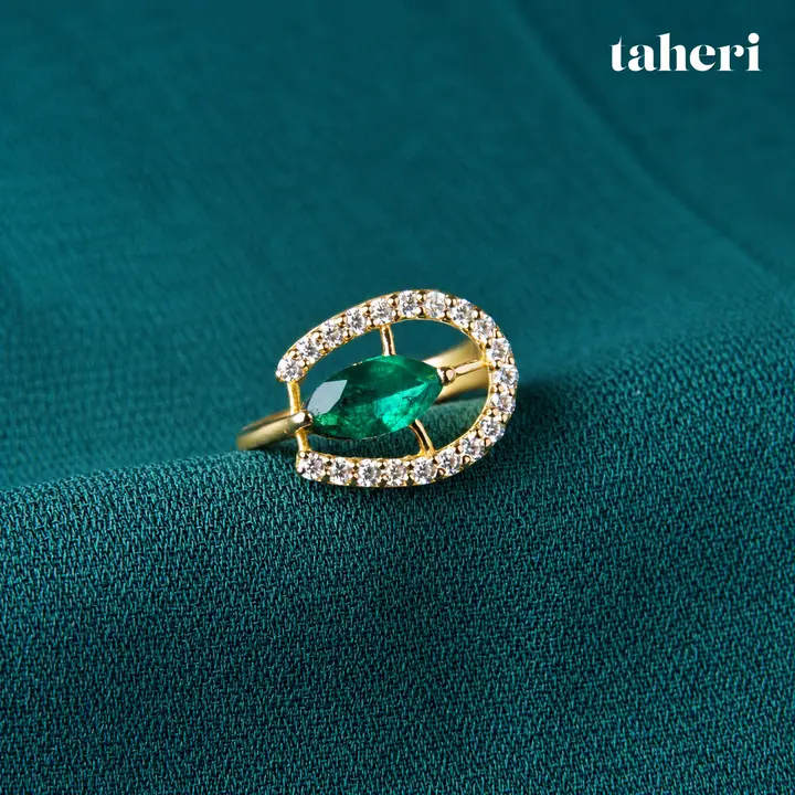 Marquise Emerald Horseshoe Ring by TAHERI, view 2