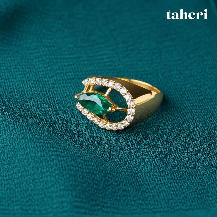 Marquise Emerald Horseshoe Ring by TAHERI