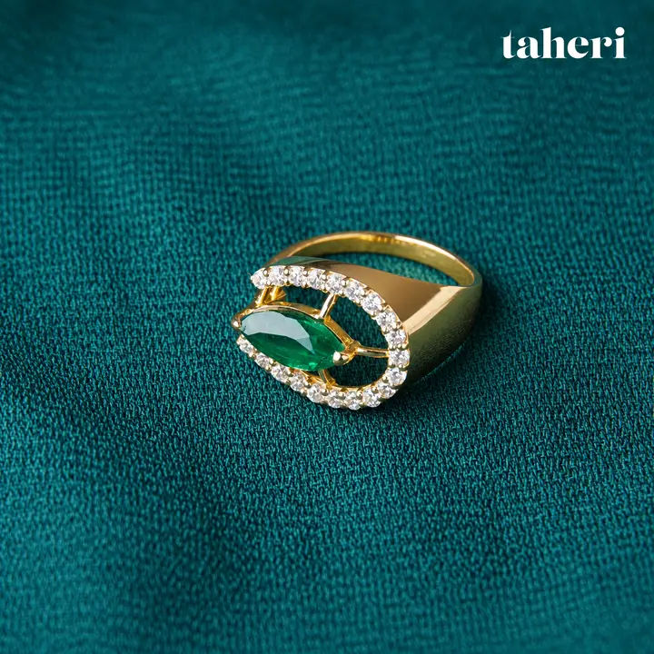 Marquise Emerald Horseshoe Ring by TAHERI, view 4