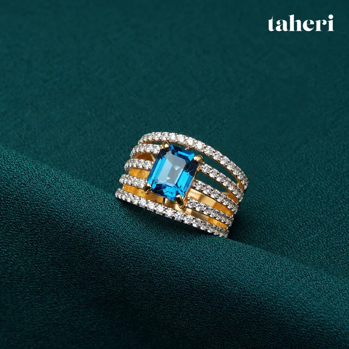 Blue Topaz Five-Row Ring by TAHERI