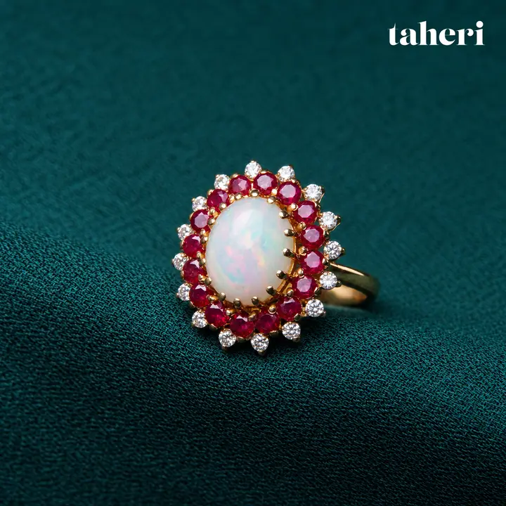 Opal Ruby Sunburst Ring by TAHERI, view 2