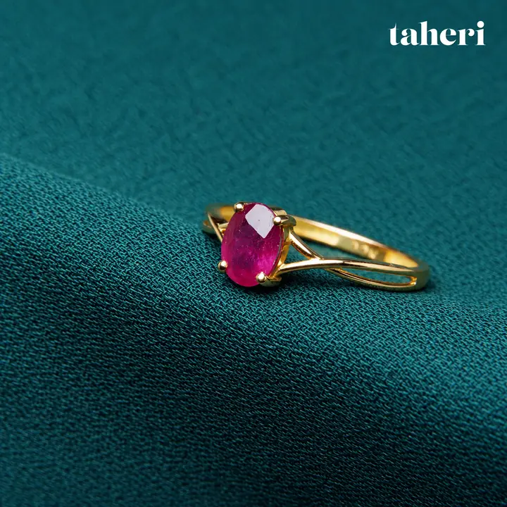 Ruby Oval Solitaire Split Ring by TAHERI