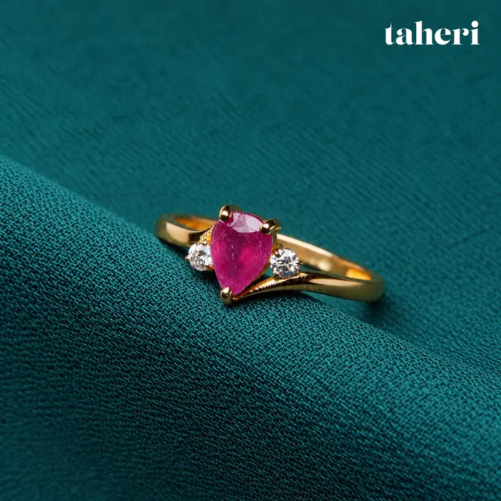 Ruby Pear Wave Ring by TAHERI