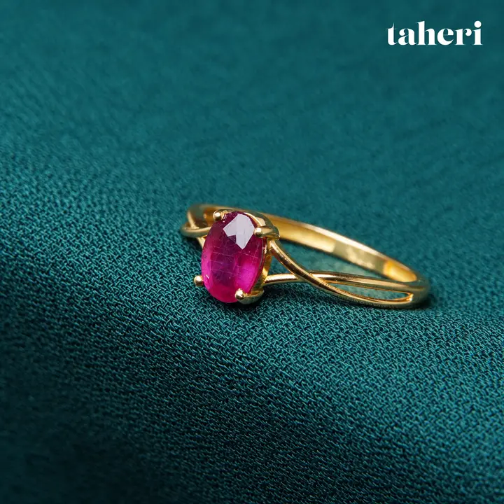 Ruby Oval Solitaire Split Ring by TAHERI, view 2