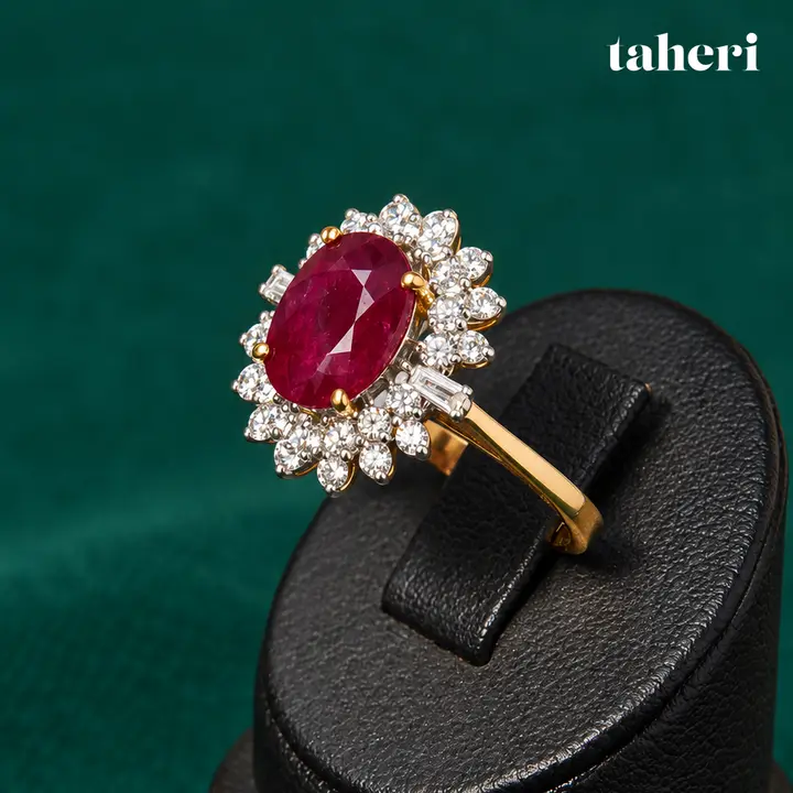 Oval Ruby Double-Halo Ring by TAHERI