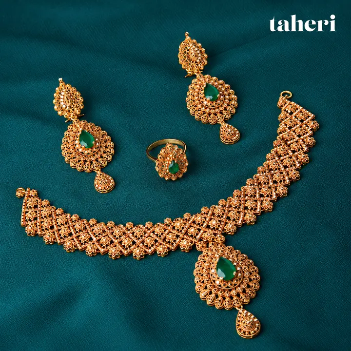 Emerald Filigree Bib Set by TAHERI