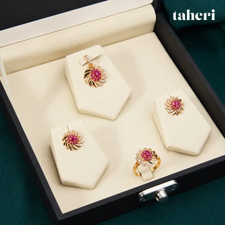 Ruby Pinwheel Locket Set by TAHERI