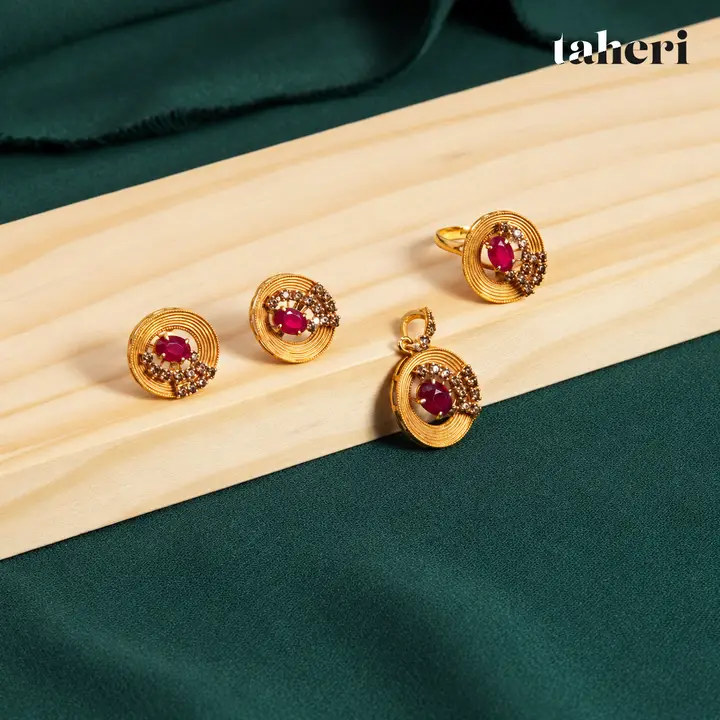 Ruby Orbit Locket Set by TAHERI