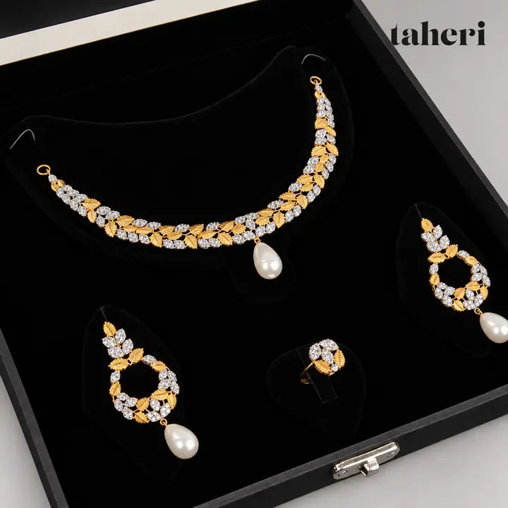 Two-Tone Leaf Pearl Set by TAHERI