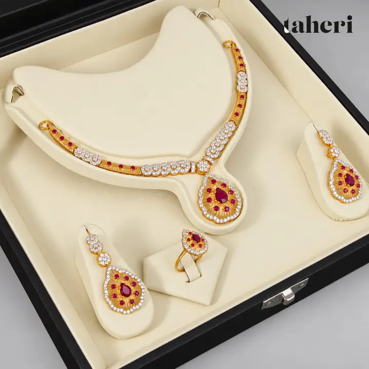 Ruby Pavé Pendant Set by TAHERI