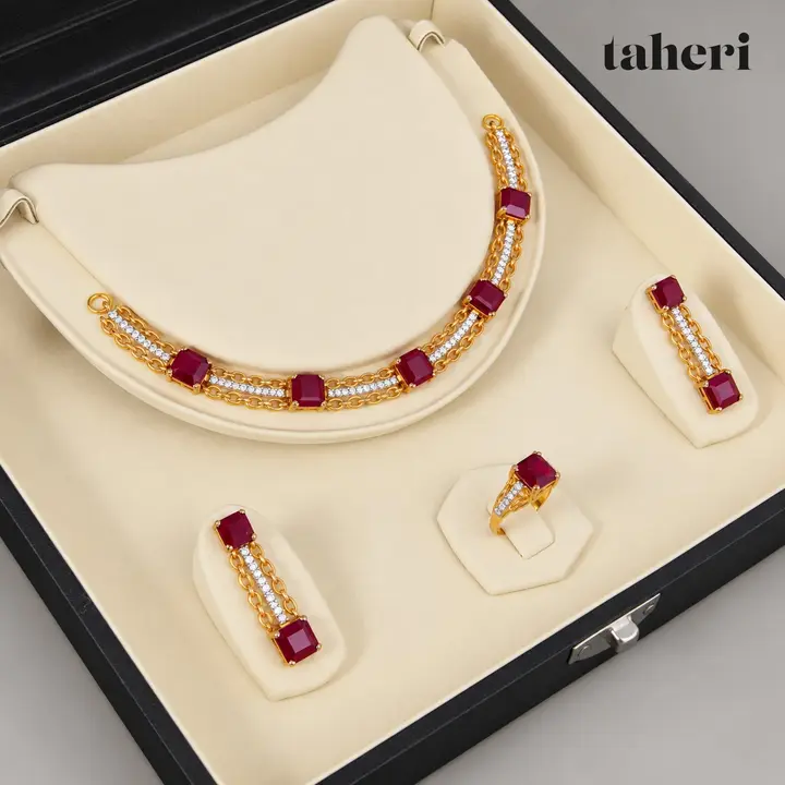 Ruby Square Pavé Collar Set by TAHERI