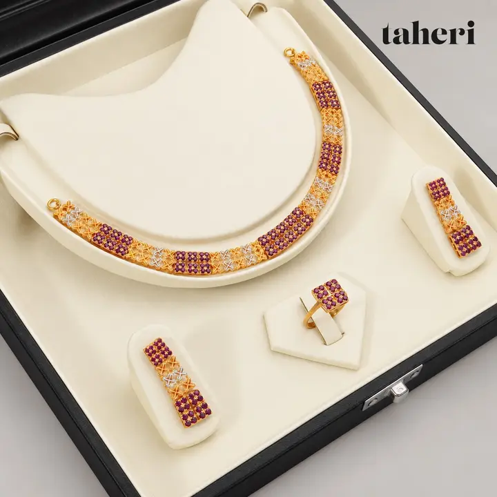 Ruby Lattice Collar Set by TAHERI