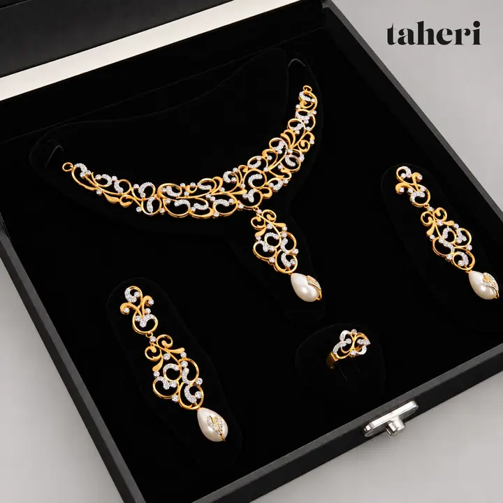 Two-Tone Scroll Collar Pearl Set by TAHERI