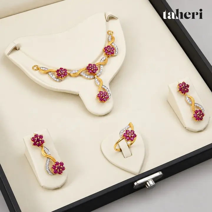 Ruby Blossom Swirl Set by TAHERI