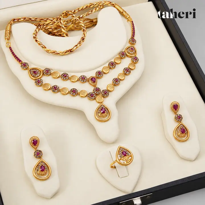 Ruby Layered Teardrop Set by TAHERI