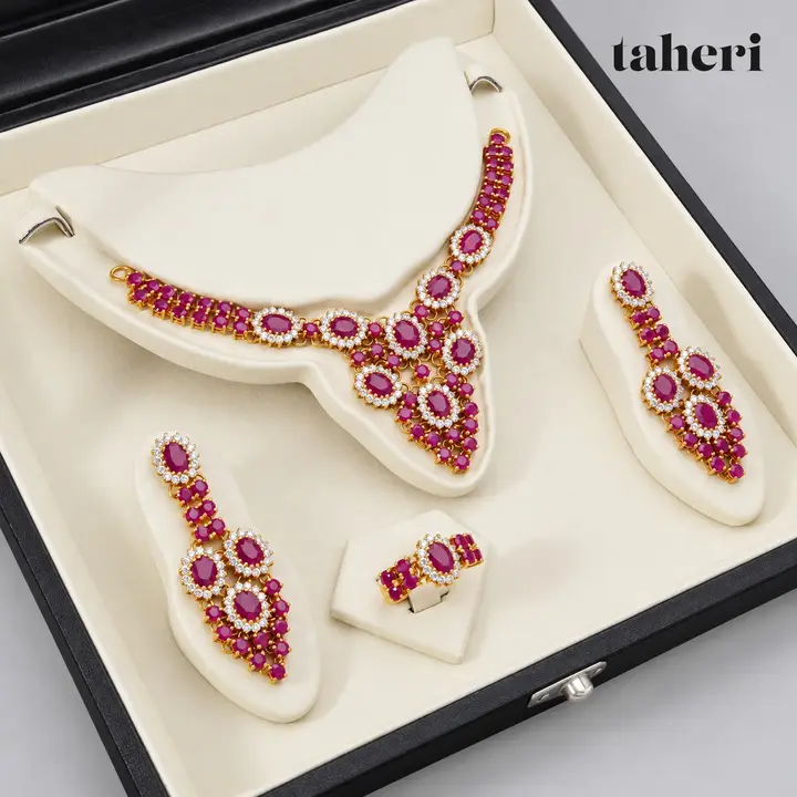Ruby Oval Halo Statement Set by TAHERI