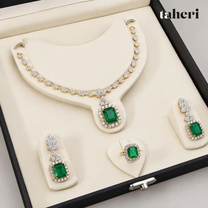 Emerald Halo Rivière Set by TAHERI