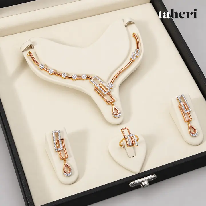 Rose Gold Geometric Link Set by TAHERI
