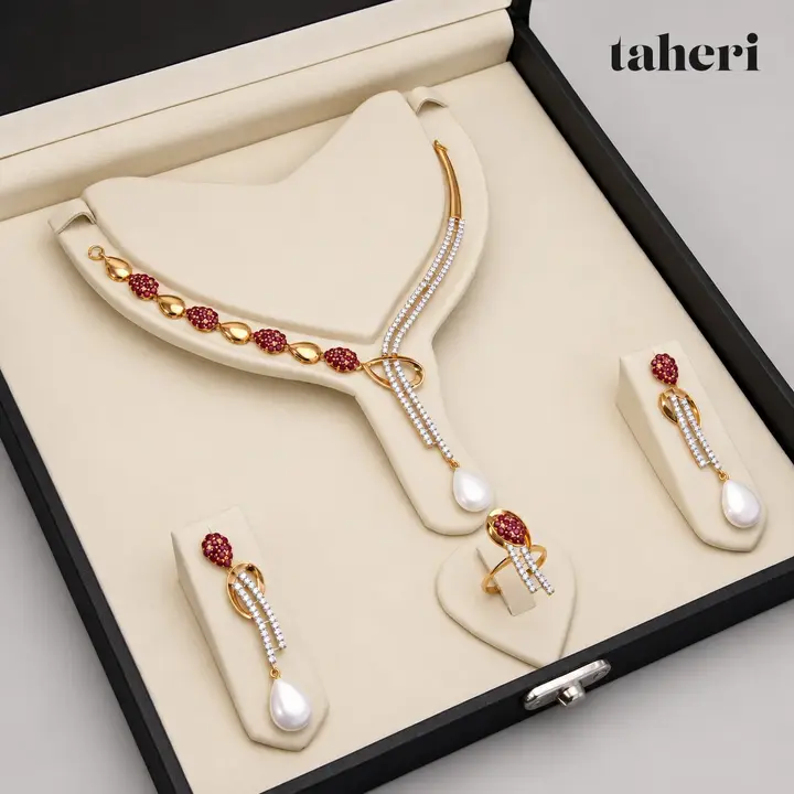 Ruby Pearl Lariat Set by TAHERI