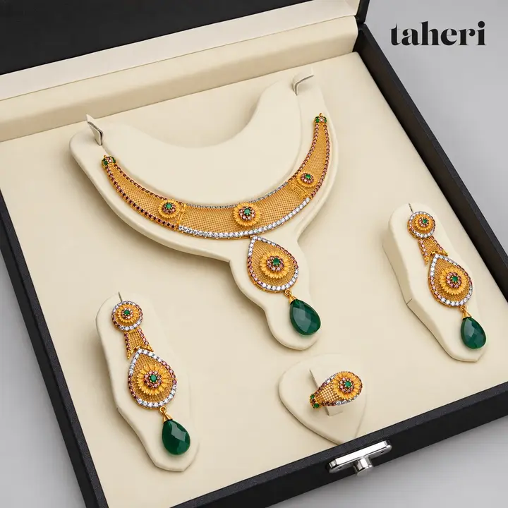 Emerald Drop Mesh Collar Set by TAHERI