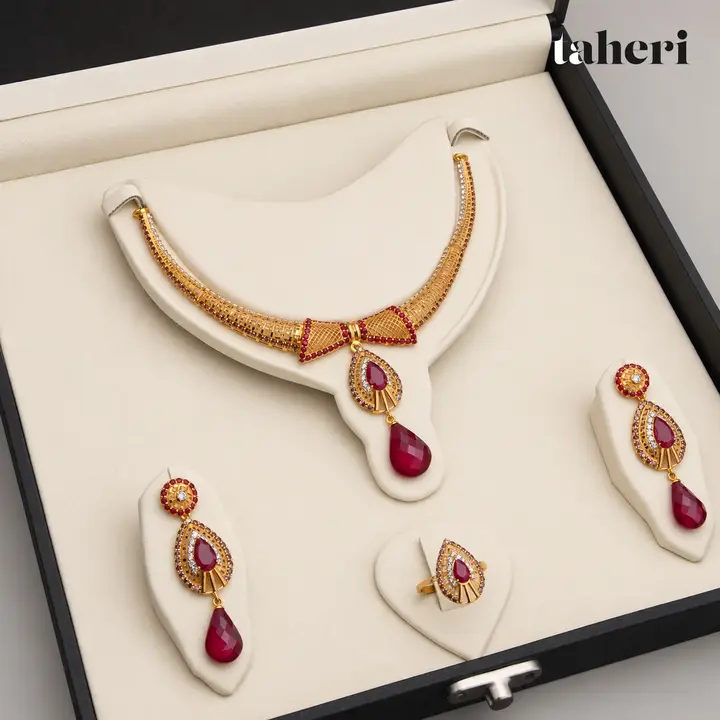 Ruby Bow Drop Collar Set by TAHERI