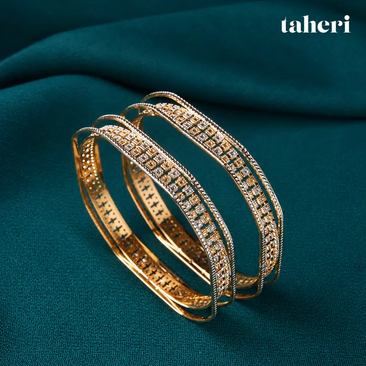 Two-Tone Pavé Lattice Bangles by TAHERI