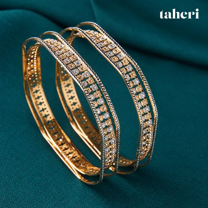 Two-Tone Pavé Lattice Bangles by TAHERI, view 2