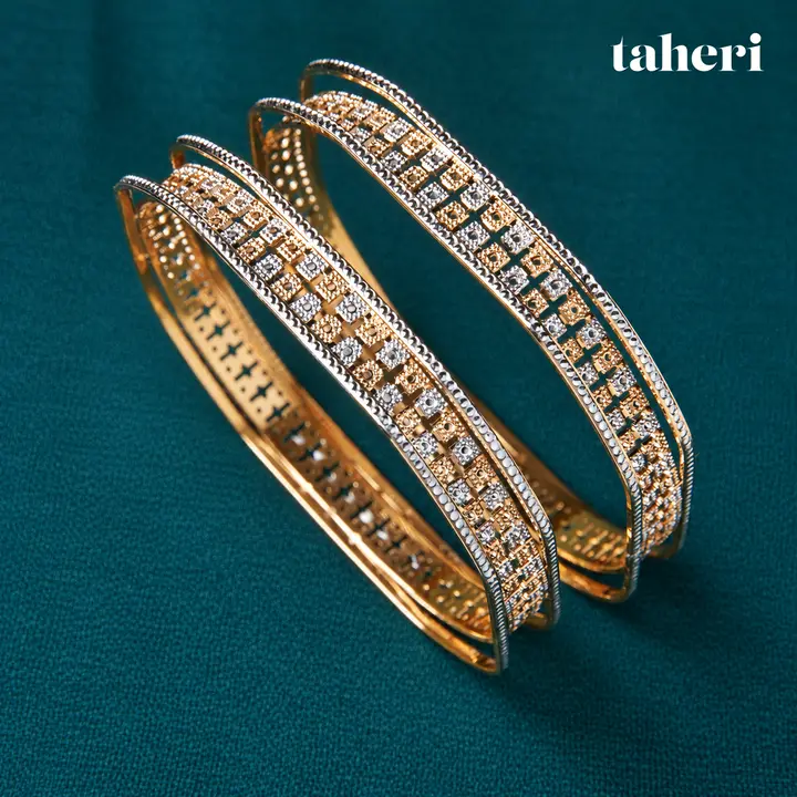 Two-Tone Pavé Lattice Bangles by TAHERI, view 3