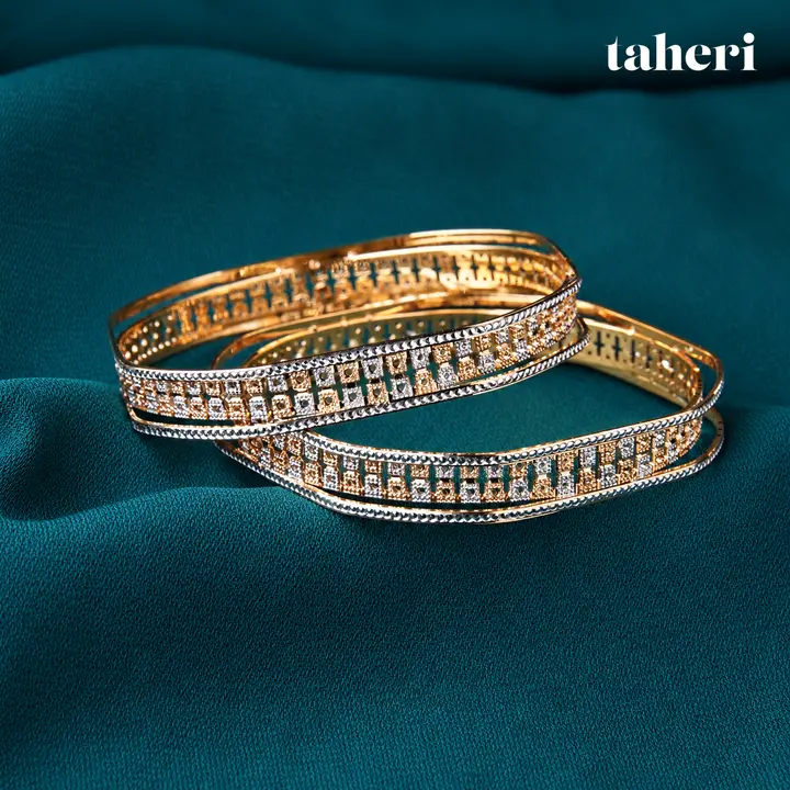 Two-Tone Pavé Lattice Bangles by TAHERI, view 4