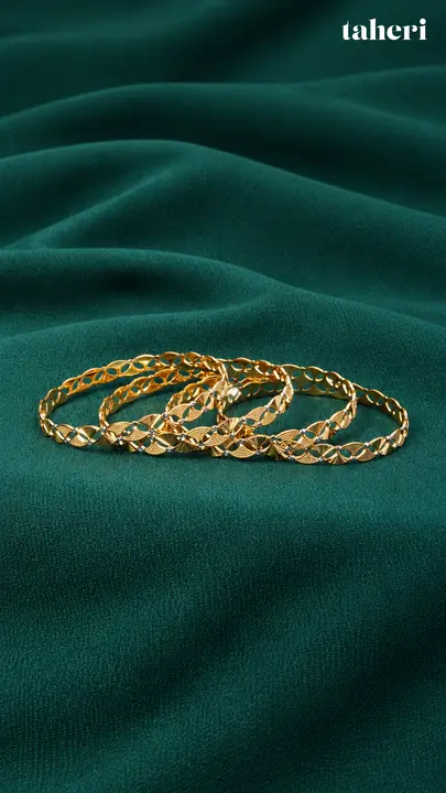 Two-Tone Fan Lattice Bangles by TAHERI, view 2
