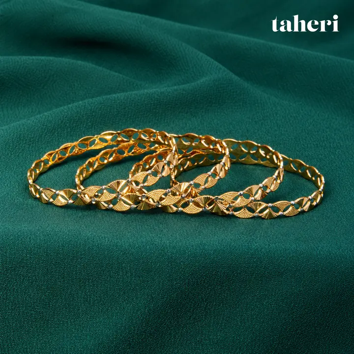 Two-Tone Fan Lattice Bangles by TAHERI