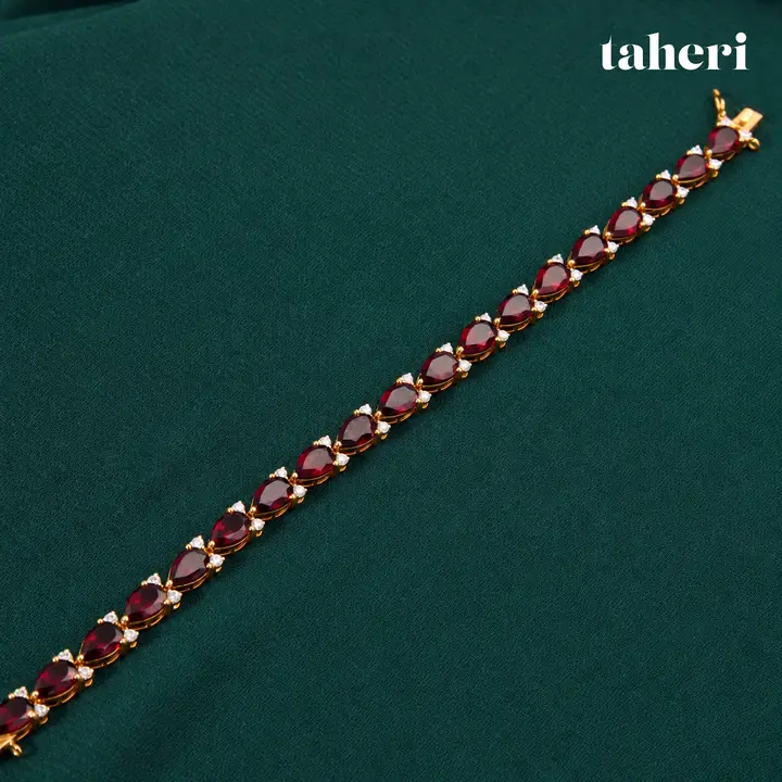 Natural Garnet Pear Line Bracelet II by TAHERI