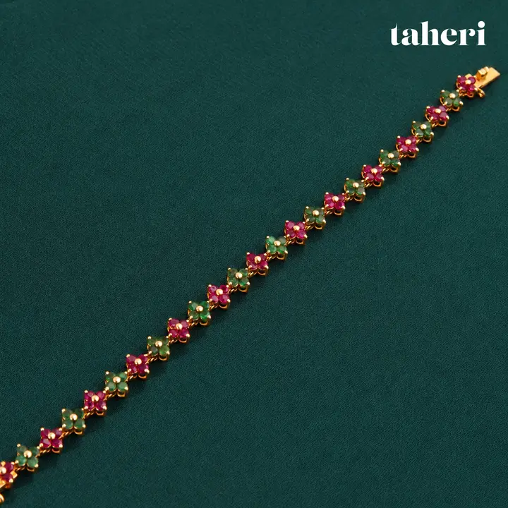 Ruby Emerald Flower Bracelet by TAHERI