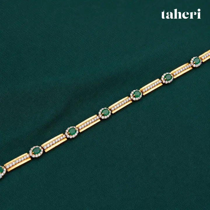 Emerald Halo Bar Bracelet by TAHERI