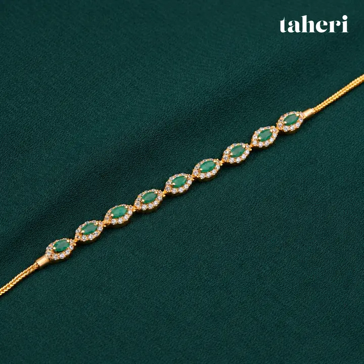 Emerald Oval Halo Bracelet by TAHERI