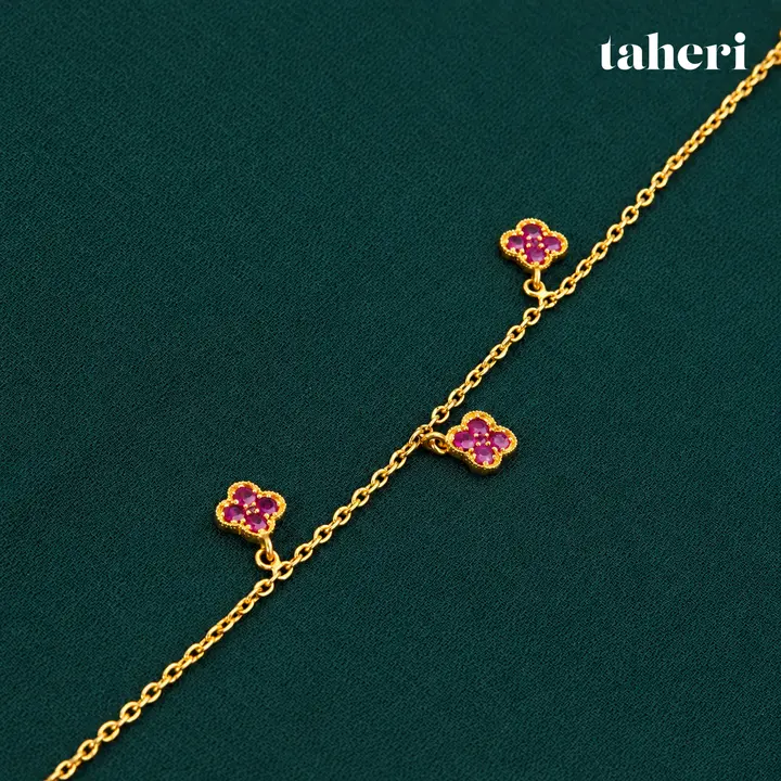 Ruby Clover Charm Bracelet by TAHERI