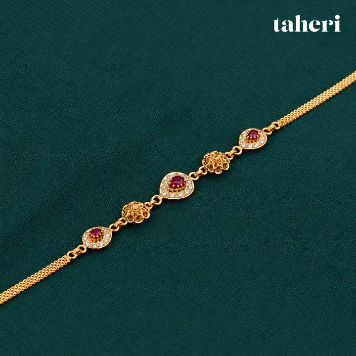 Ruby Pear Halo Filigree Bracelet by TAHERI