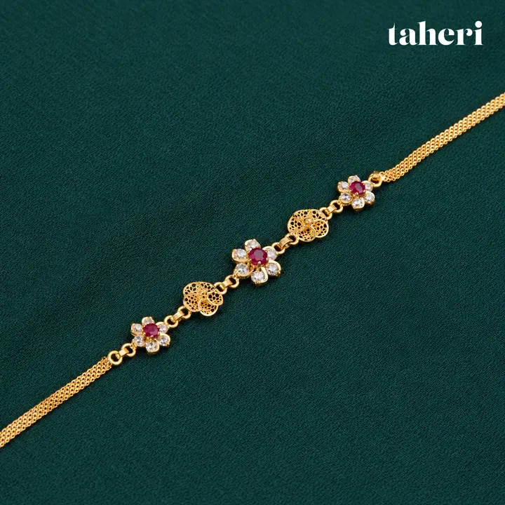Ruby Flower Filigree Bracelet by TAHERI