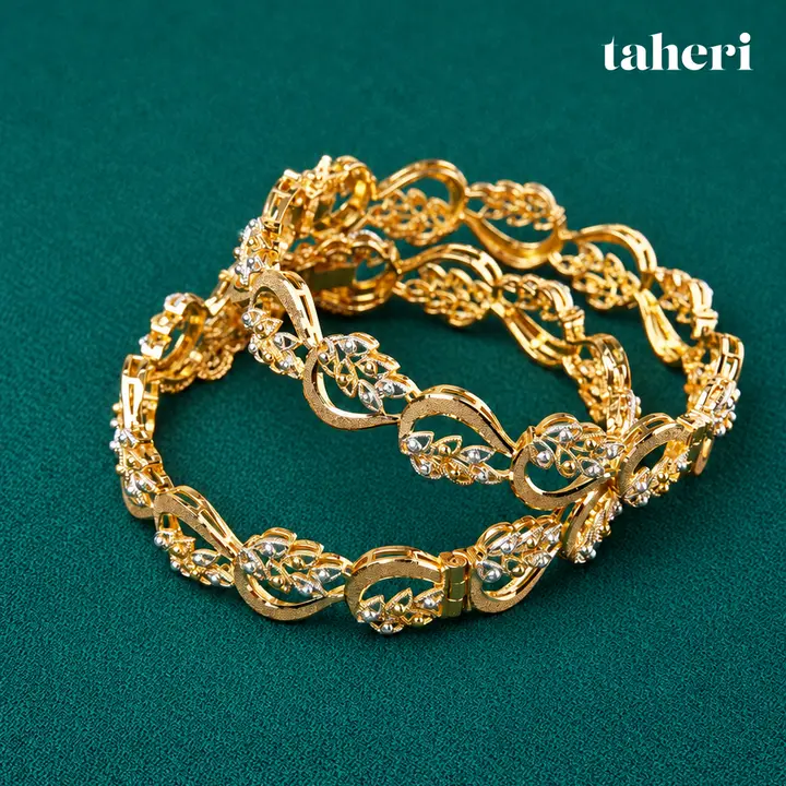 Two-Tone Paisley Leaf Kara Pair by TAHERI, view 3