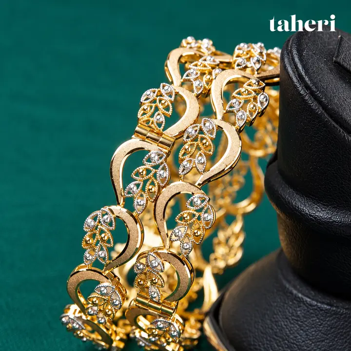Two-Tone Paisley Leaf Kara Pair by TAHERI, view 5