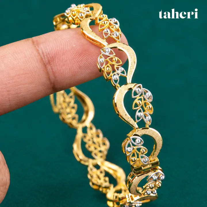 Two-Tone Paisley Leaf Kara Pair by TAHERI, view 8